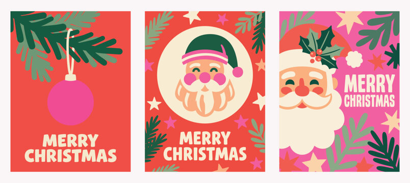 A vibrant collection of christmas card vectors featuring santa claus festive ornaments and cheerful greetings perfect for spreading holiday joy and warm wishes