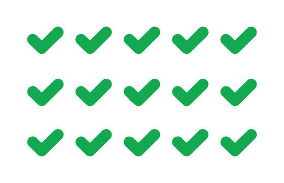 Green tick mark pattern grid for business achievement tracking and successful project milestone completion.