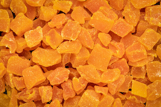 background and texture of dried mango fruit diced