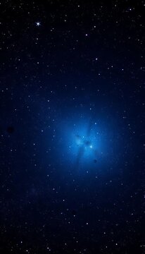 Cosmic explosion of twinkling stars against a deep blue-black background, space, cosmos