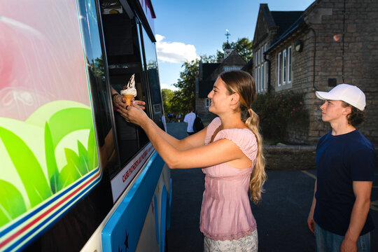 Receiving a soft-serve cone