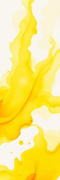 Vibrant yellow watercolor paint swirls in abstract design, yellow, ||vibrant