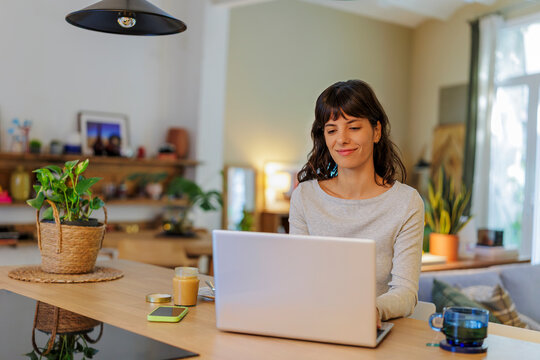 Woman working from home in comfortable clothes