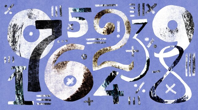 Grunge Background with Numbers and Mathematical Symbols