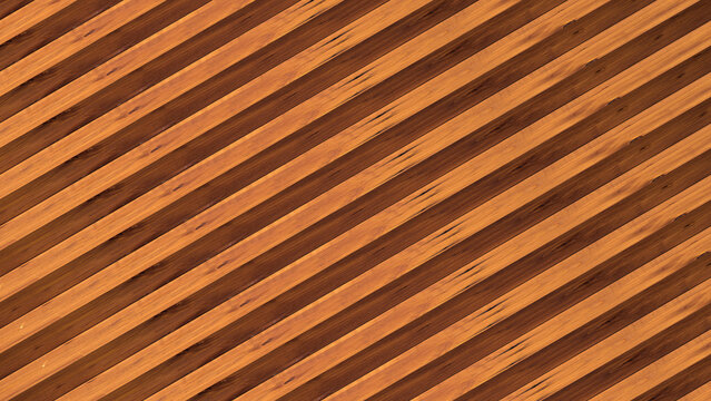 Diagonal wooden slats texture background with warm brown timber planks