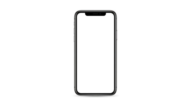Realistic smartphone mockup with blank white display mobile phone screen