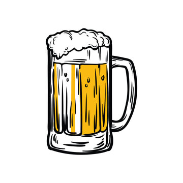 Vector illustration of a classic beer mug filled with golden ale.