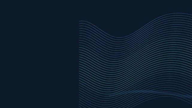 Flowing Blue and Teal Contour Lines on Dark Navy Loop