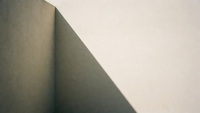 A minimalist composition of light and shadow plays on two intersecting walls.