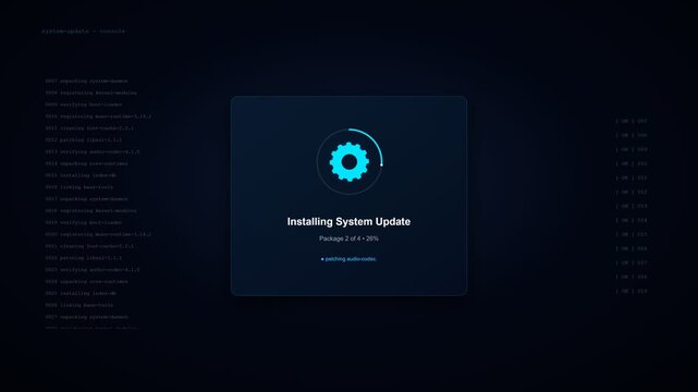Operating system software update installation animation. 4K Video