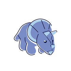 Cute baby triceratops dinosaur in periwinkle blue with three horns and neck frill, flat vector illustration, children, nursery and kids design concept © Najib Lines