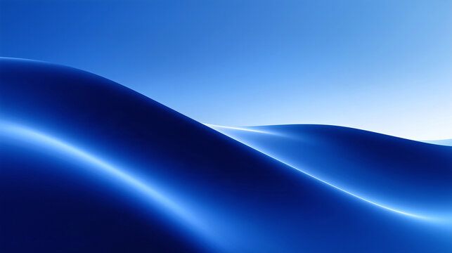 Flowing blue silk waves with smooth satin highlights for elegant branding and wallpaper design use.