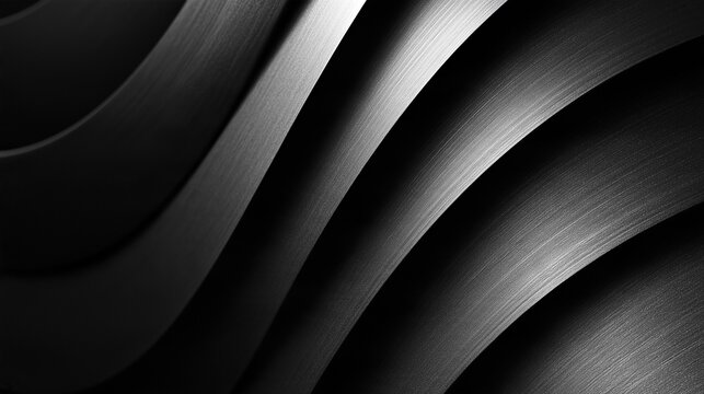 Glossy black and silver flowing curves with metallic highlights for elegant branding design.