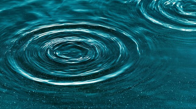 Turquoise water ripples with circular waves on a clear surface for calm wallpaper design.