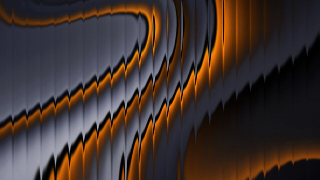 Abstract glassmorphism background featuring a contrast of molten amber and burnt orange waves gradient with frosted fractal ribbed glass texture, perfect for premium designs.
