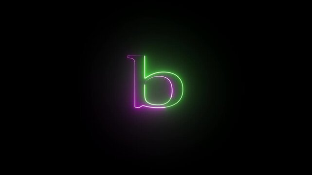Neon glowing letter d on dark background an with pink and green light effect isolated on a black