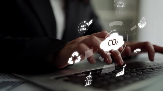 Net zero goals and CO2 reduction strategy driving sustainability, green energy integration, net zero emissions policies, and climate-friendly sustainability solutions for business and society. Muxer