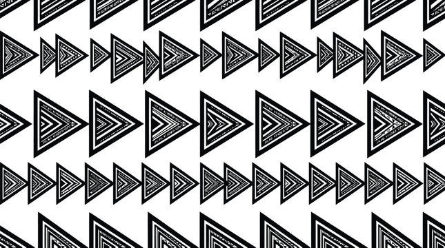 Geometric Triangle Pattern: An abstract monochrome geometric pattern composed of repeating triangles, creating a dynamic and modern visual rhythm.