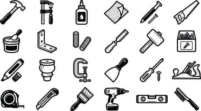 Set of DIY Tools: A collection of various hand and power tools, essential for any home improvement or crafting project.