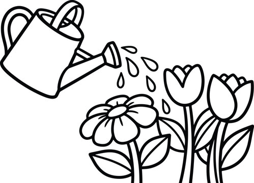 Watering Flowers with a Watering Can
