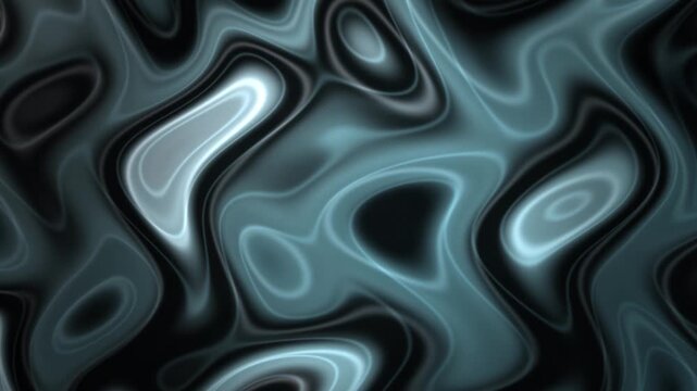 Abstract liquid marbled texture featuring cool teal and black tones in a smoothly looping pattern