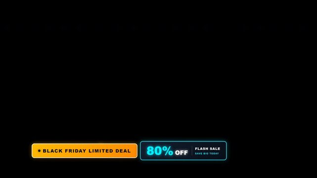 Horizontal promotional banner graphic featuring a bold limited time shopping event announcement with a massive percentage price reduction on dark background