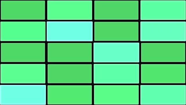 Square grid pattern featuring alternating shades of green and blue in an abstract design. Clean lines separate rectangular blocks arranged evenly across the background.