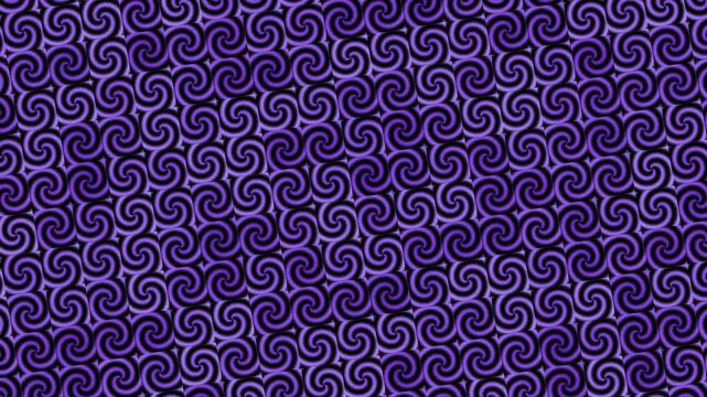Purple spiral patterns form a dense repeating loop in this abstract animation frame.