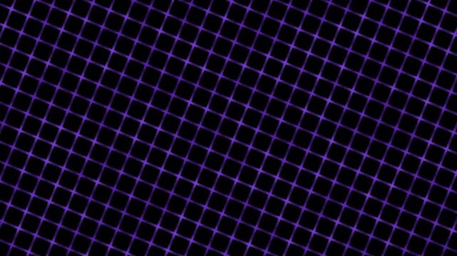 Looping deep purple square grid moves diagonally against a black background