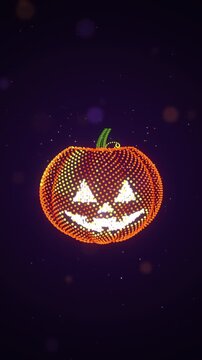 Pumpkin particles gather into a smiling Jack O Lantern then scatter