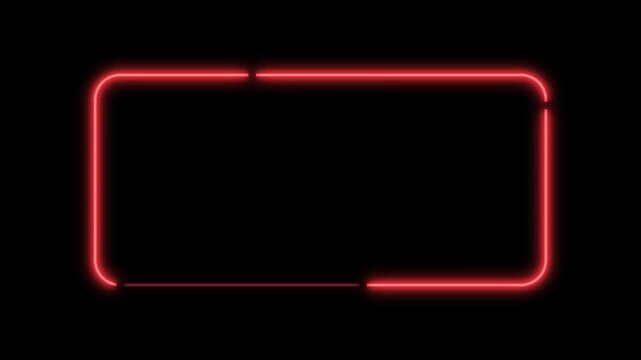 Red Neon Rounded Frame Tracing on Black