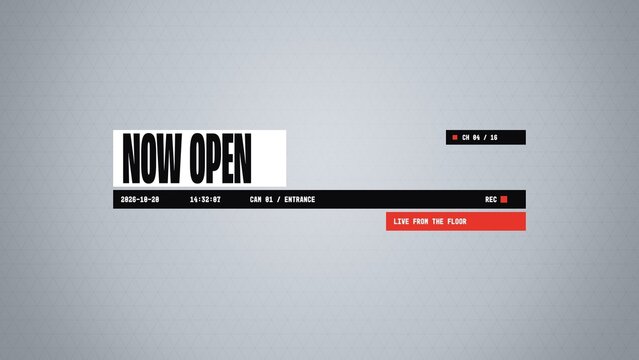 Selection Grid Titles / Bold Editorial Camera Bar Lower Third With a Live Label for Store Openings, Event Videos and Social Media / Horizontal / Part 09