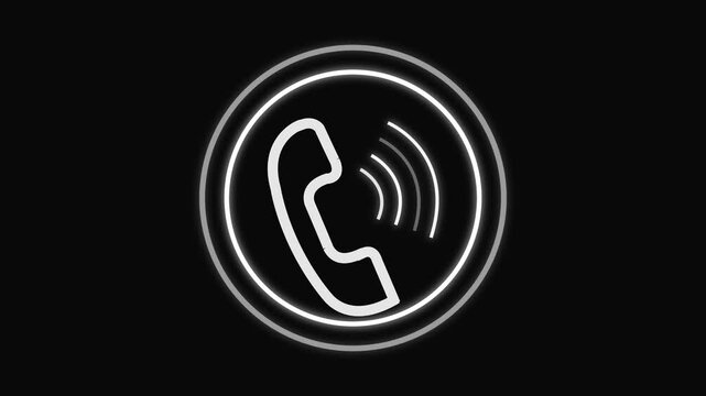 Smart phone call ring icon animation with isolated black background 4k .