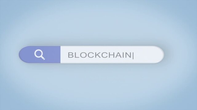 Stylish blockchainrelated search panel demonstrating animated magnifying icon and minimalistic design elements
