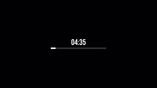 5 minute Countdown Digital Timer Animation, five minute Countdown Timer Animation from 5 minute to 0 second on black background.
