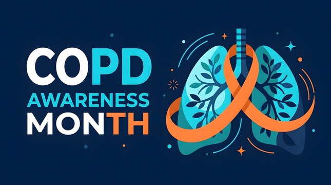 COPD Awareness Month lungs ribbon awareness graphic design