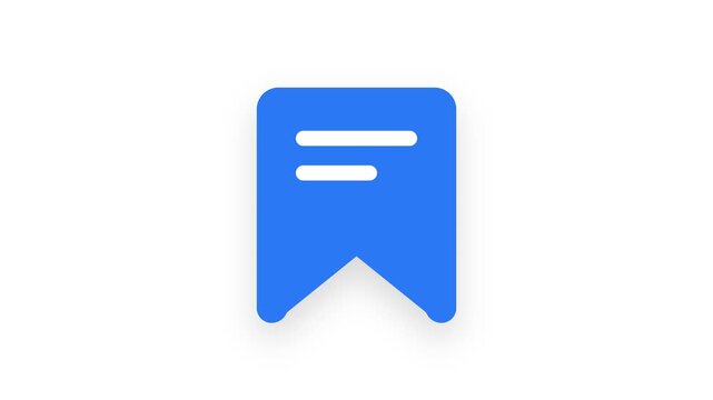 A clean, modern, and simple flat 2D bookmark icon animation loop with smooth scaling and color transitions, designed for microstock motion graphics.