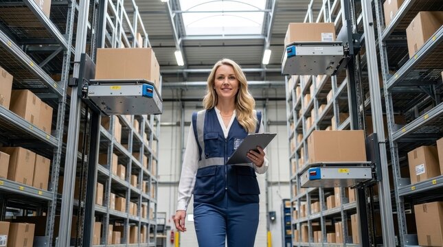 Supply Chain Director Walking in Automated Fulfillment Center