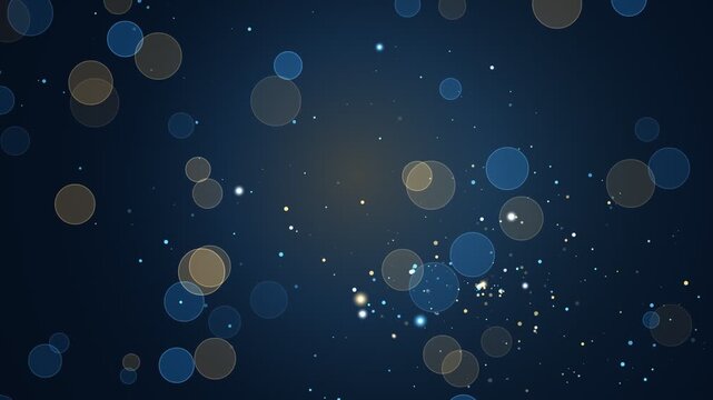 Sapphire blue background with large floating bokeh light orbs