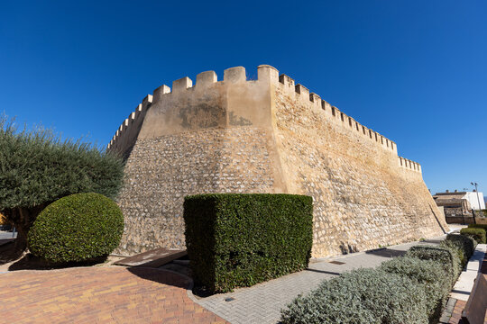 The walls of Caudete Castle, Albacete, Castile-La Mancha, Spain