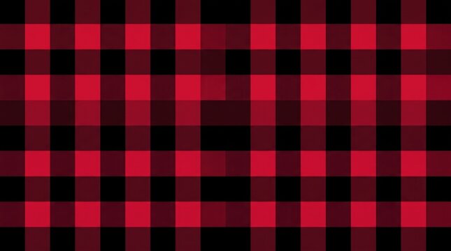 Seamless red and black plaid pattern with dark green accents perfect for backgrounds and textile designs