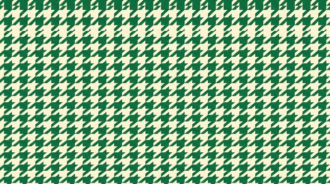 Close up of a houndstooth pattern in shades of green and off white textile background