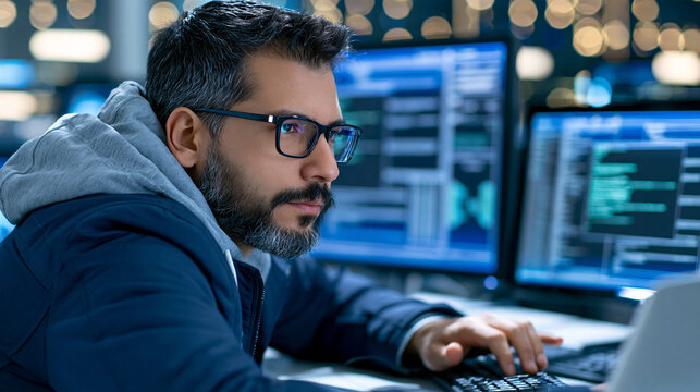 Software engineer troubleshooting a failed database query in a dark coding environment, error messages and diagnostic tools visible on screen, software debugging, database