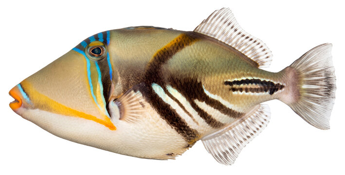 picasso triggerfish (rhinecanthus aculeatus) isolated on transparent background