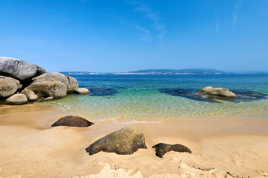Tulla beach, in Bueu, Pontevedra, Spain.