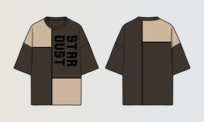 Fototapeta na wymiar Modern Cut and Sew T-Shirt Collection with Panel Patterns and Graphic Designs