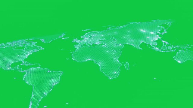 Neon map on pulses tilting nodes growing mesh turning cyan showing data on transparent background
