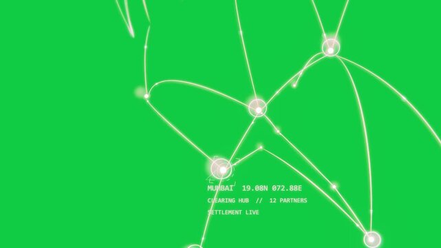 Pulsing core initiating HUD, node spawning arcs, nodes, showing network on transparent background