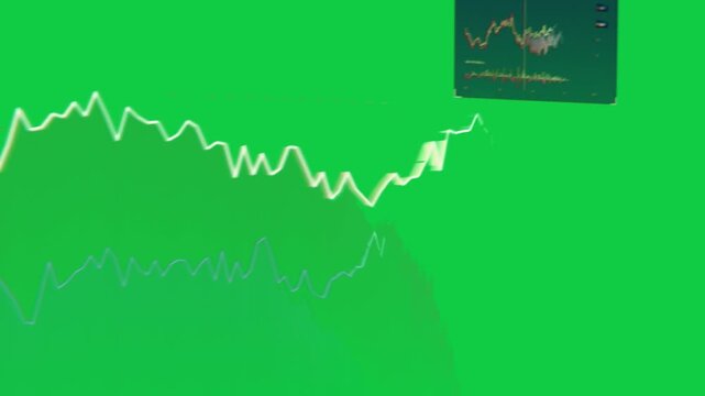 3D chart starting jagged trace growing into rising trend linking peak to +2
