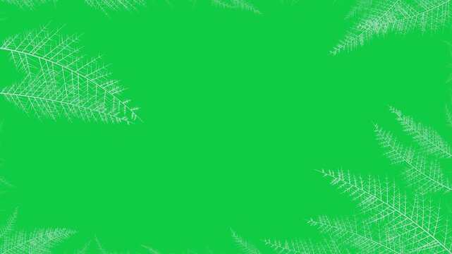 Snowflake border starting at edges, sliding and fading into place around transparent background